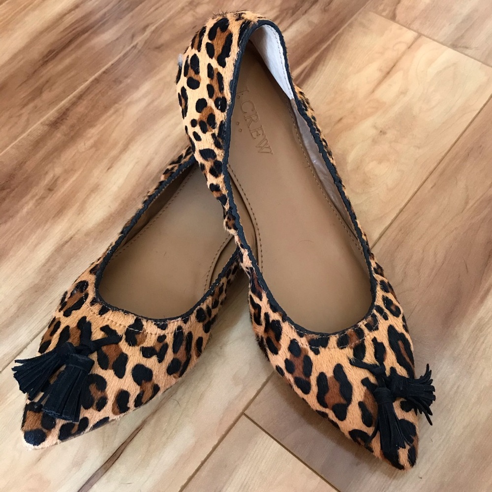 J. Crew new leopard print Tasseled flats